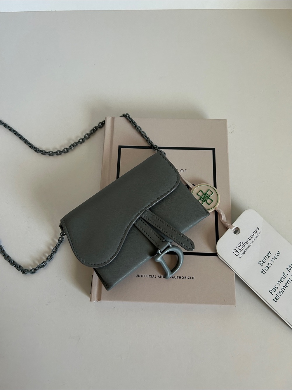 Dior Dark Gray Leather Saddle Crossbody Bag - Picture 2 of 4